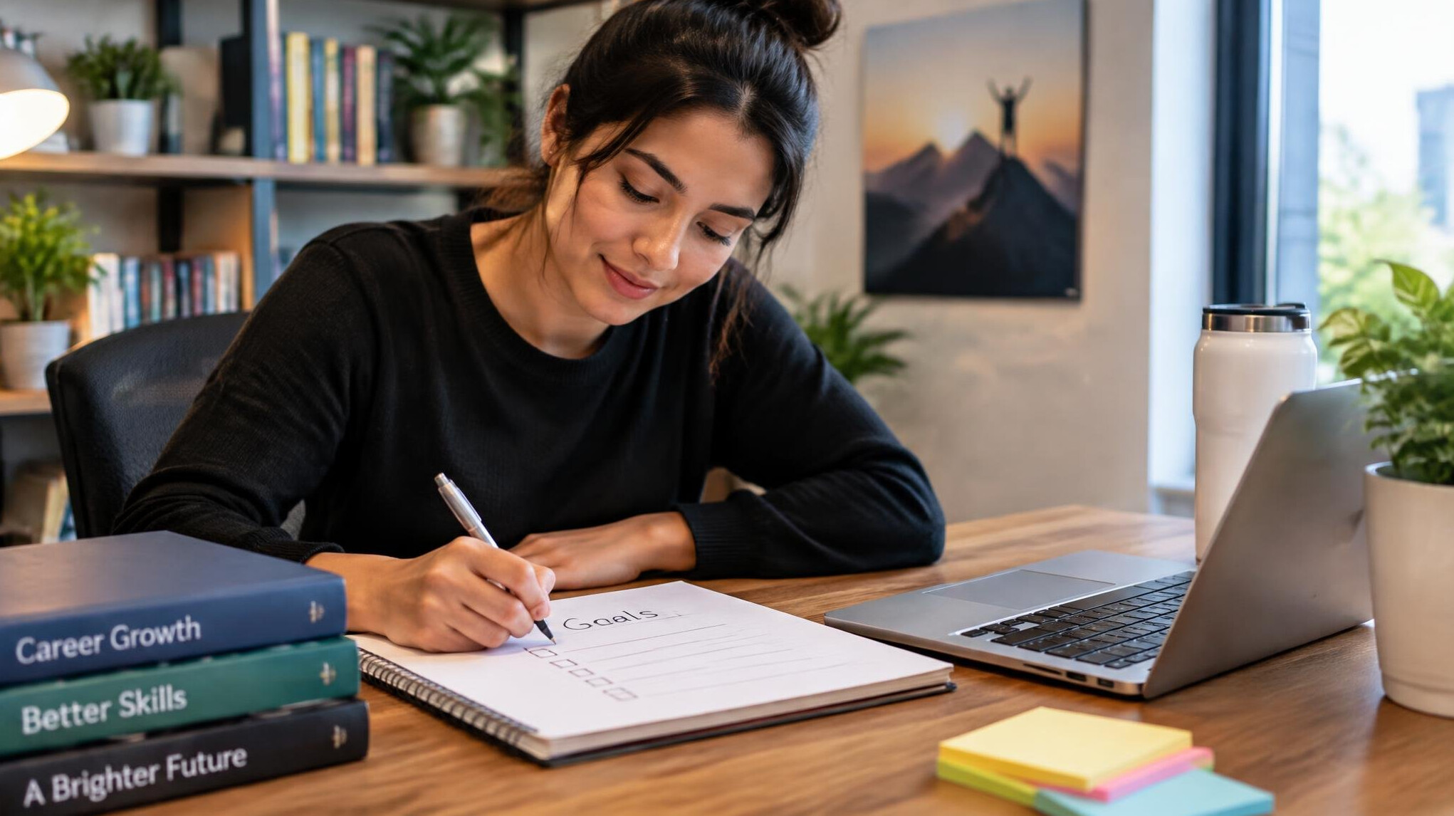 person writing goals
