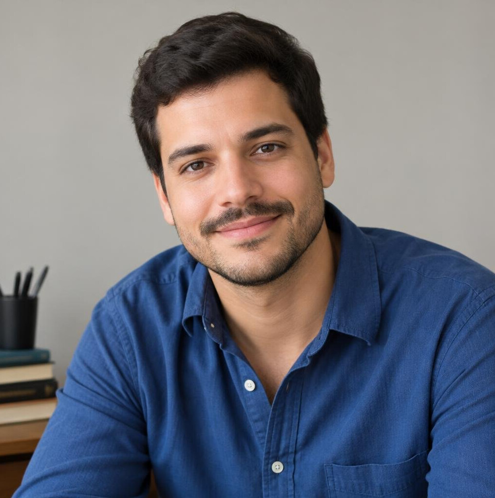 Portrait of a man in a blue shirt