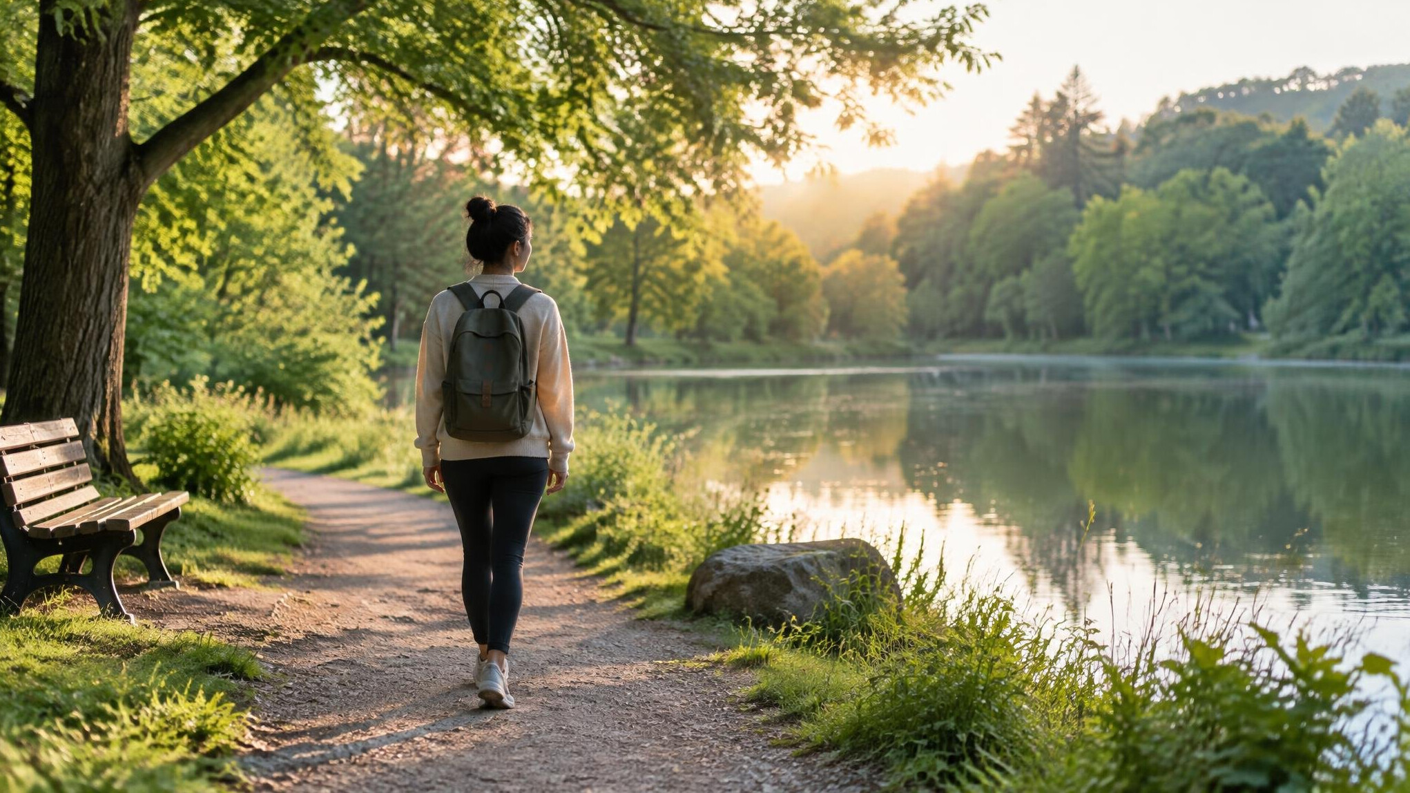 person walking in nature