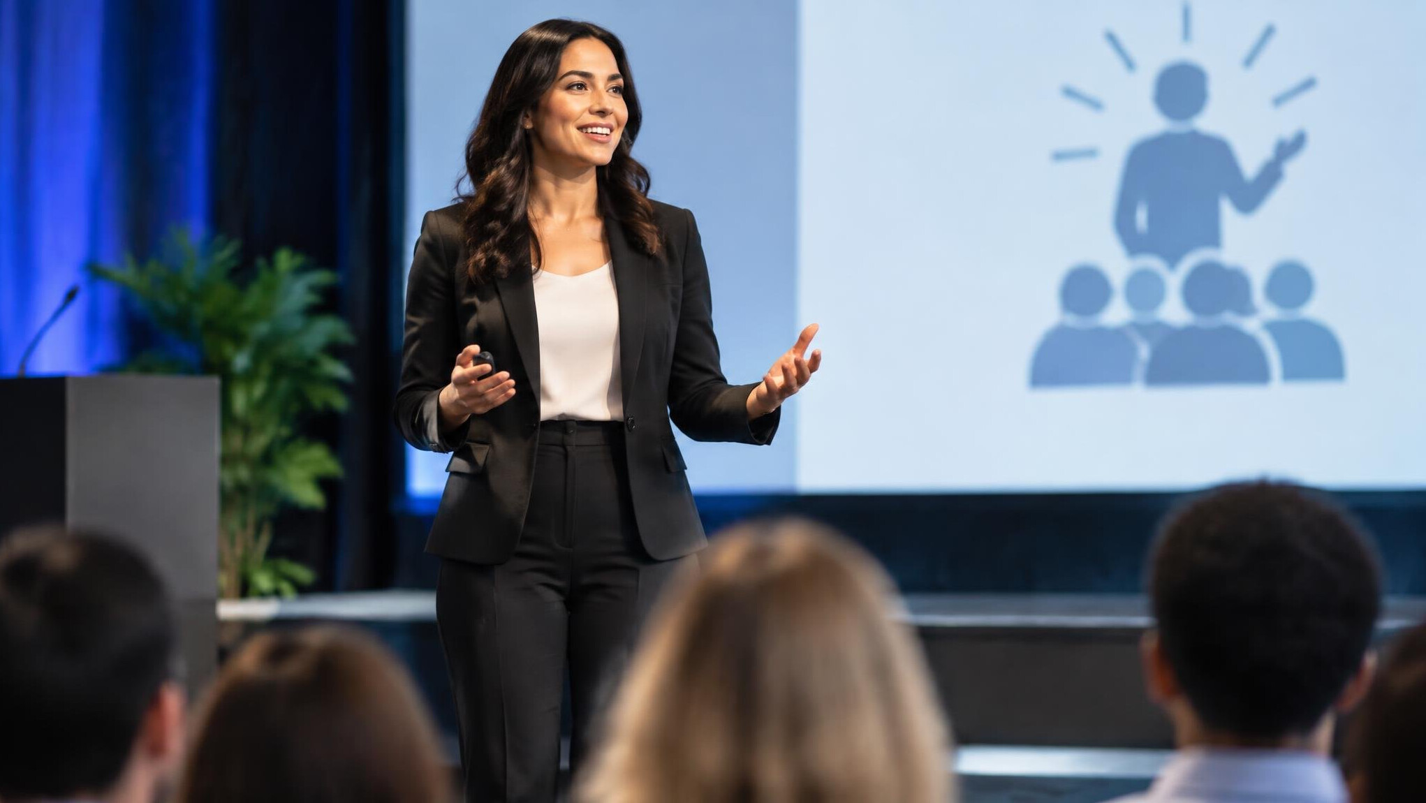confident communicator presenting